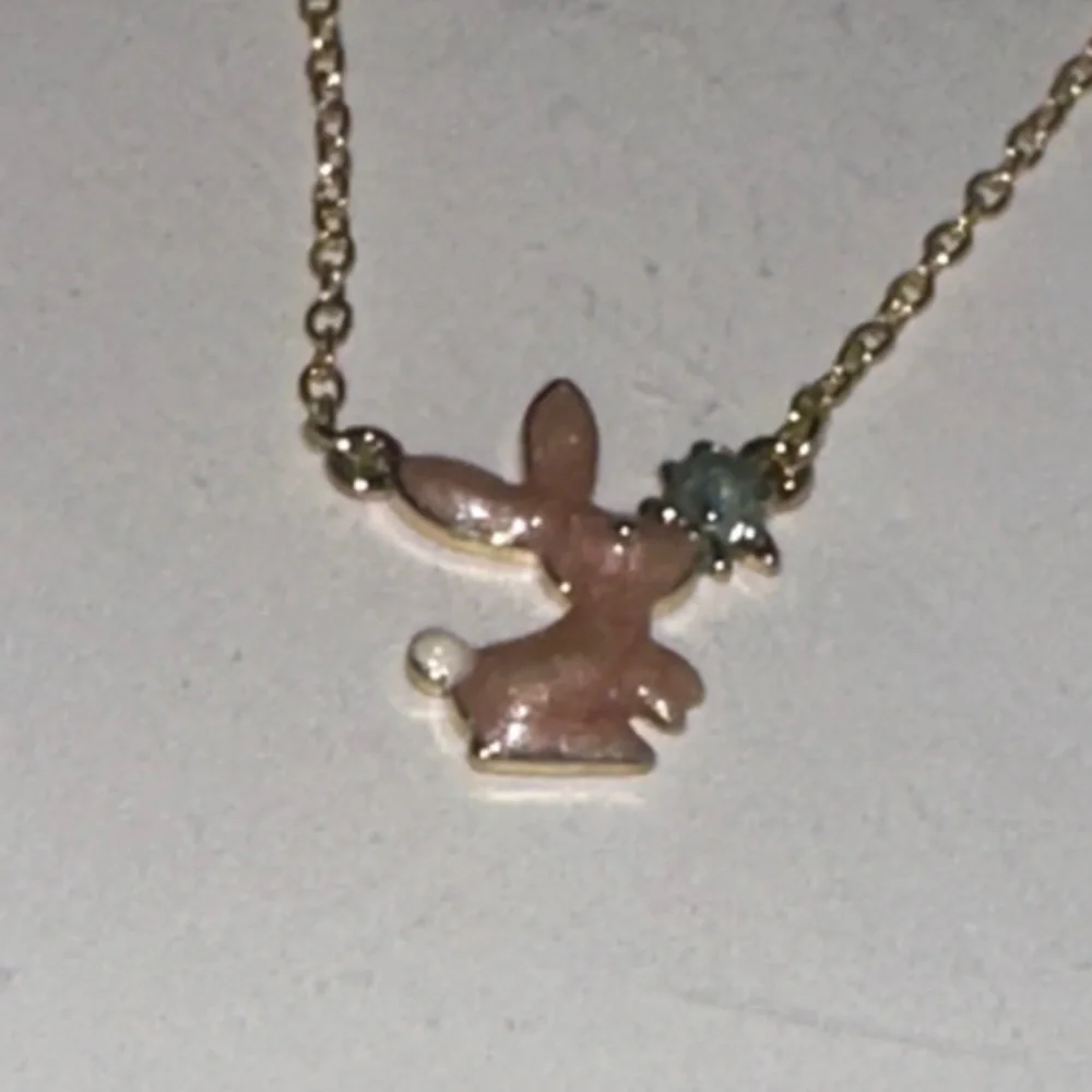 Gold Pink Bunny Necklace